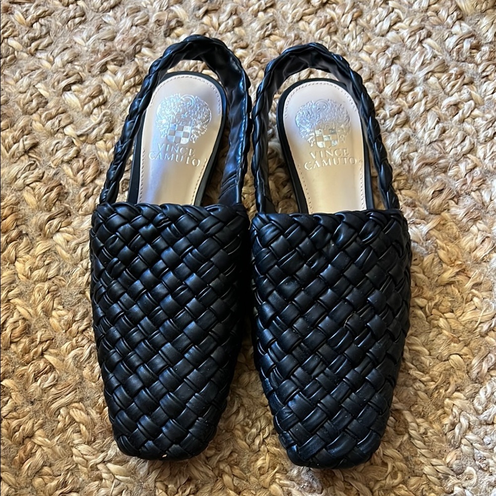 Vince Camuto Black Woven Slip-On Loafers